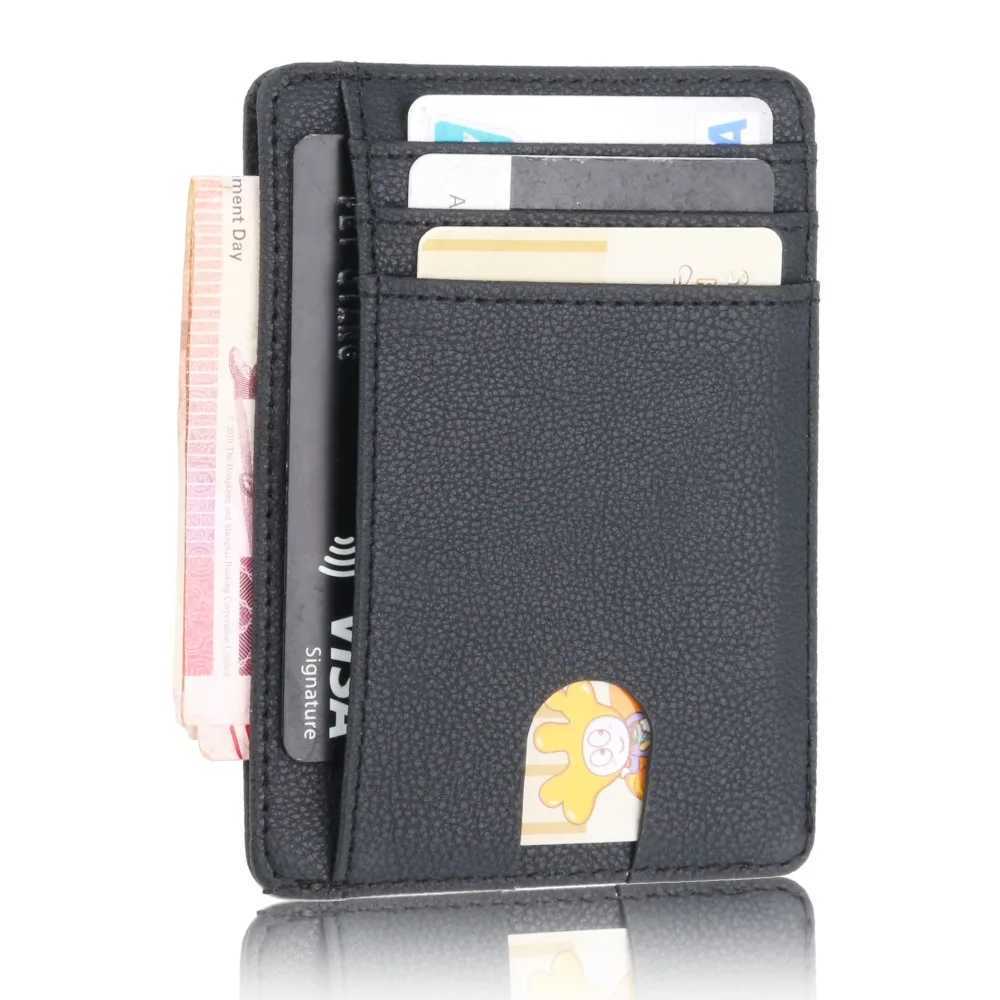 New RFID blocks mens leather wallet ultra-thin card holder business mens portable mini travel wallet Z250411