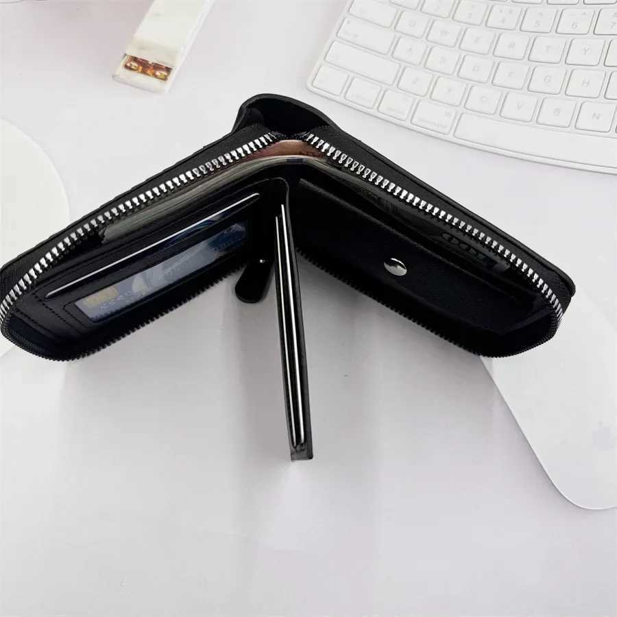 1 piece of leather mens wallet mens wallet mens zipper card holder with coin pocket Rfid wallet mens money bag gift Z250411