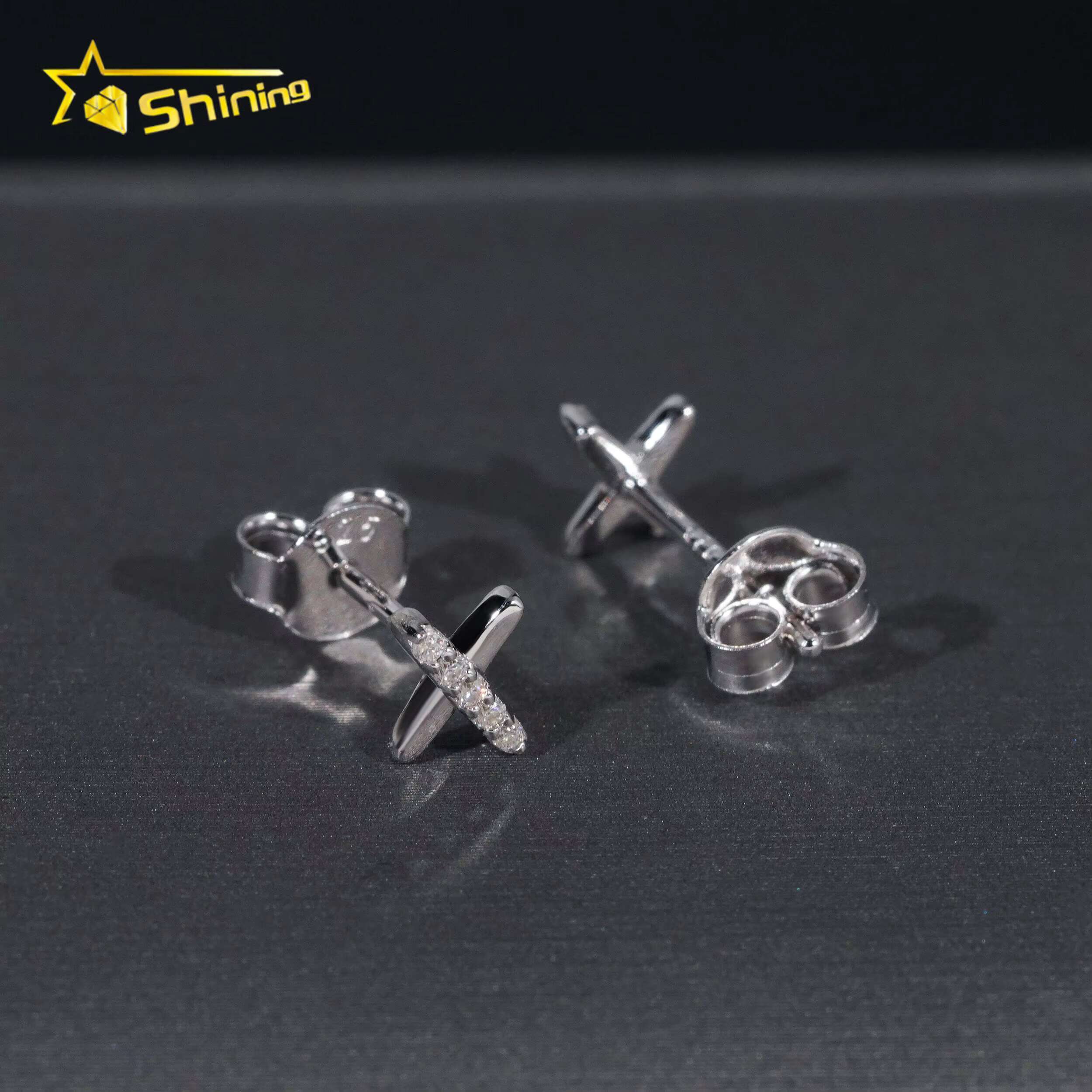 New Design Simple X Earring Iced Out Hip Hop Jewelry VVS Diamond Moissanite Gold Plated 925 Sterling Silver Stud Earrings