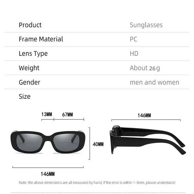 2Pcs/Set Rectangle Sunglasses for Women Retro Driving Glasses 90s Vintage Fashion Narrow Square Frame UV400 Protection Z250411