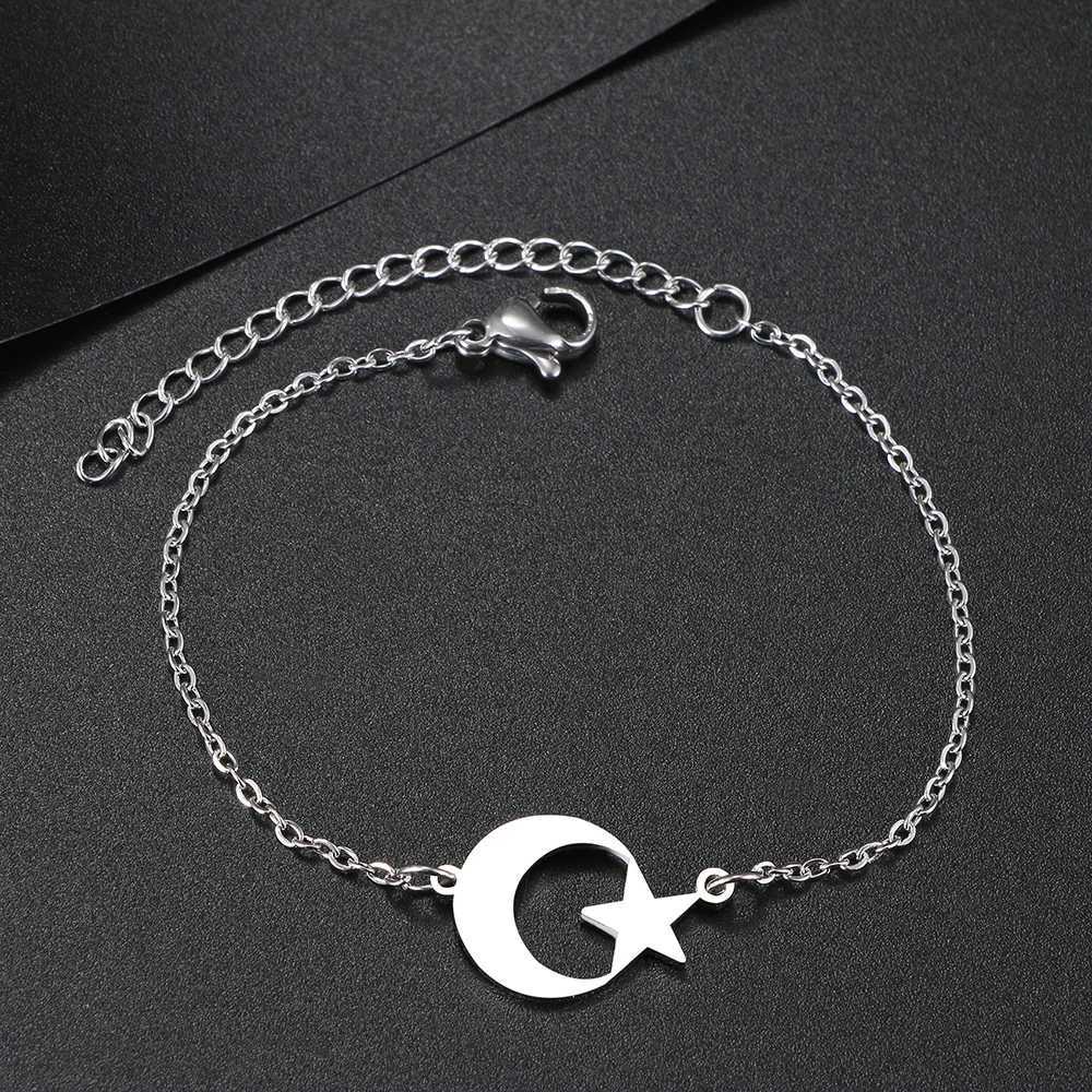 Stainless Steel Bracelets Classic Moon Stars Kpop Fashion Chain Charm Bracelet For Women Jewelry Wedding Party Friends GiftsC250411