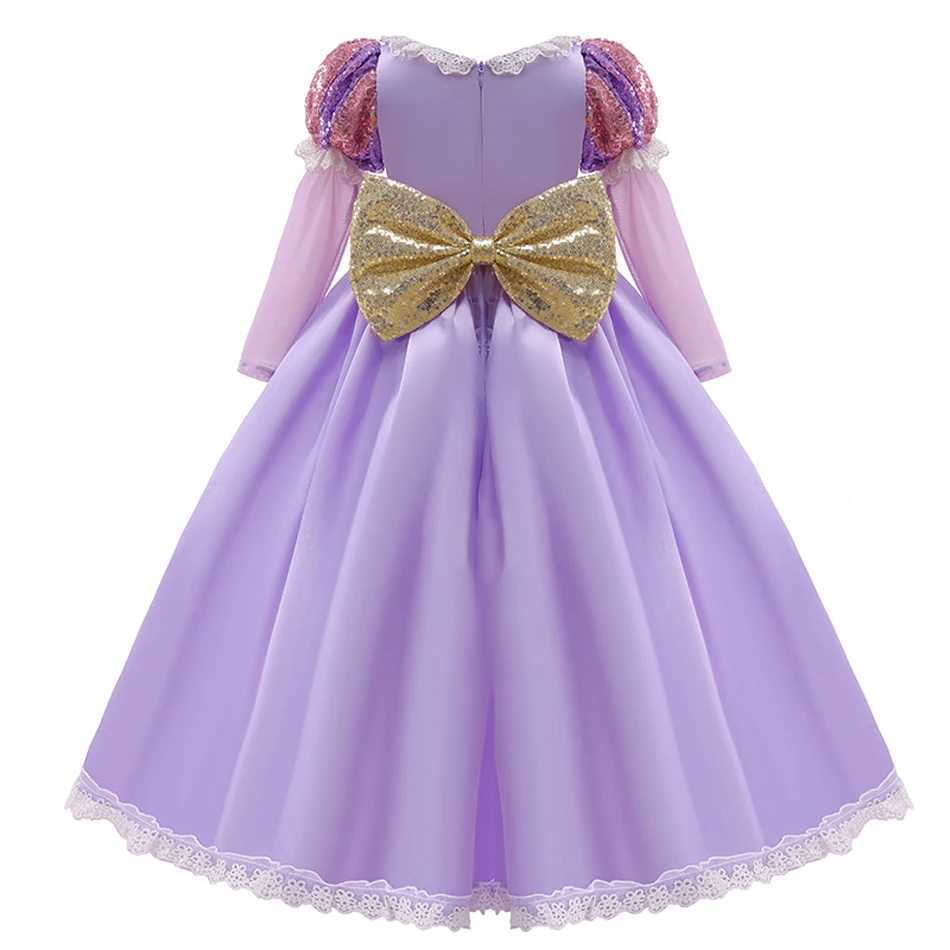 Disney Rapunzal Princess Girl Dress Role Play Entangled Halloween Party Vestido Childrens Birthday Christmas 2-10TXJ250411