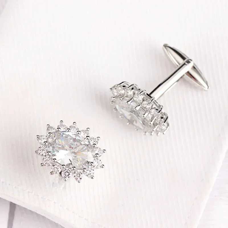 Mens luxury rhinestone crystal cufflinks French shirt cufflinks mens business banquets cocktail parties weddings anniversary giftsT250412