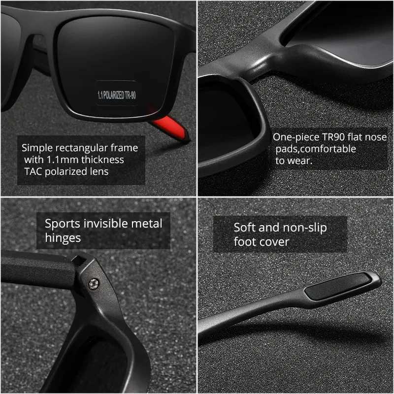 Polarized Sunglasses Men Women Fashion Vintage Square Sun Glasses Brand Designer Male Anti-glare Color Lens Shades Eyewear UV400 Z250411