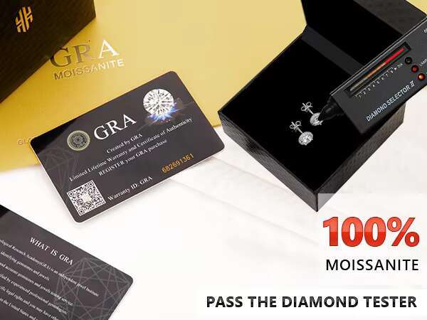 KRKC Luxury Silver Jewelry GRA Certification 1ct D Color VVS1 Moissanite 925 Sterling Silver Stud Earrings