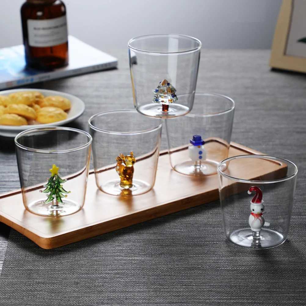 Christmas 3D Snowman Drinking Glass Clear High Borosilicate 300Ml Multi-Function Beverage Cup Party Bar Supplies Christmas Decor Y251112