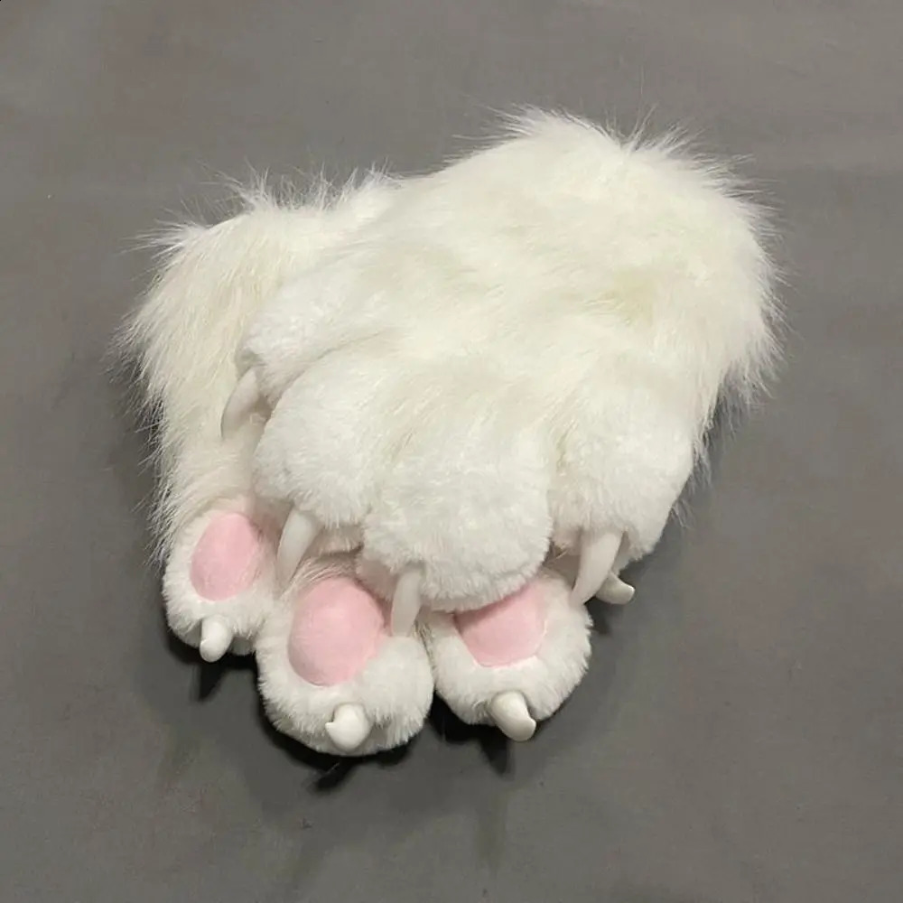 Fashion Cartoon Cosplay Costume Gloves Furry Squeaky Kig Plush Cat Paw Gloves Fursuit Kigurumi Thicken Cat Claw Mittens Party 250408