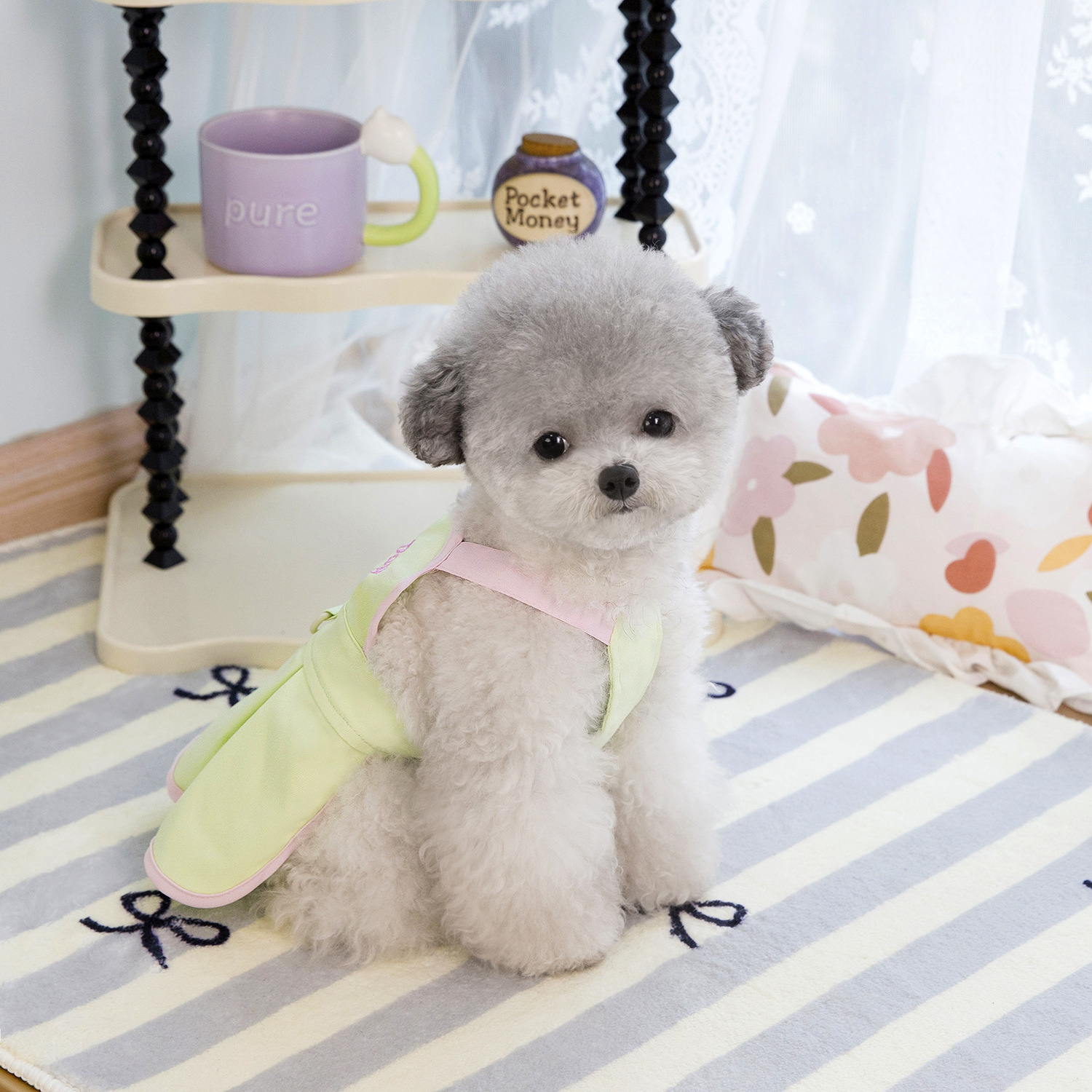 Leisure Dog Clothes Pet Dress Shirt Cute Dog Sundress Embroidered Letters Dress Puppy Summer Apparel Clothes Dog Skirt Shirt with Ruffles for Small Ca