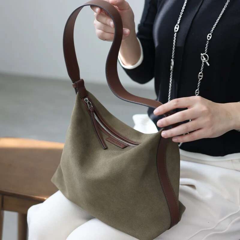 Women's Large Capacity Zipper Crossbody Bags Vintage Handbag Soft Shoulder Bag With Adjustbale Shoudler Strap