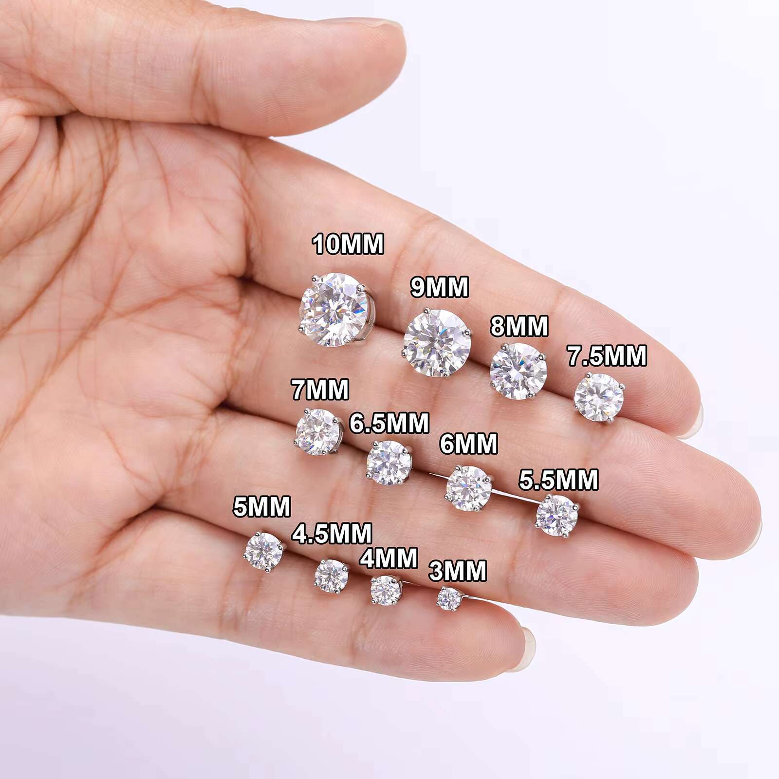 Luxury Mossanite Jewelry 3mm-11mm Classic Screw Back Gold 925 Sterling Silver VVS Moissanite Diamond Stud Earrings for Men Women