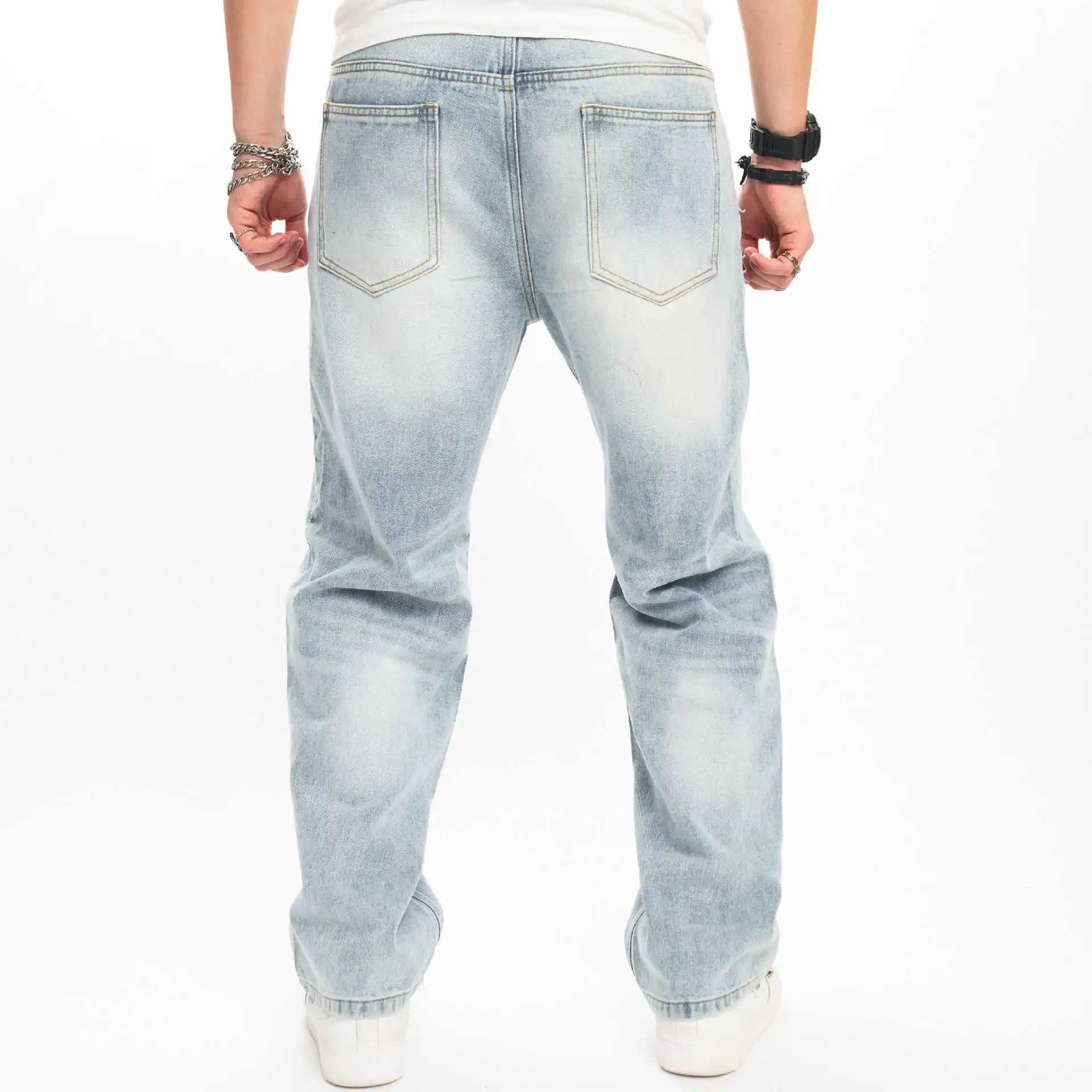 European and American fashion brand Monkey High Street mens jeans loose and casual wide leg straight jeans. XS-XXL W250412