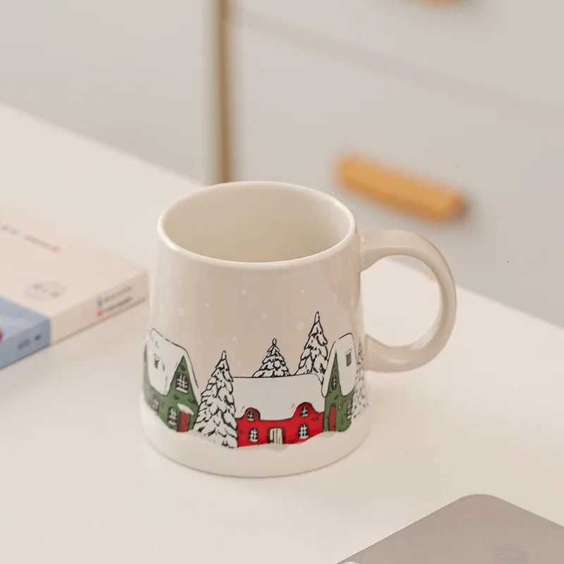 Christmas 1PC Large Capacity Ceramic Christmas Mug Holiday Theme Home Life Xmas Christmas Mug Festival Themed Supplies Y251112