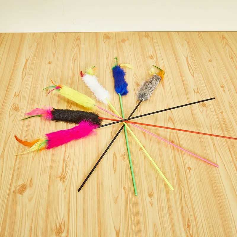 1 Cat Toy Fun Pet Toy for Cat Interaction Cat Stick Feather Kitten Toy Random Color Pet Supplies Y250412