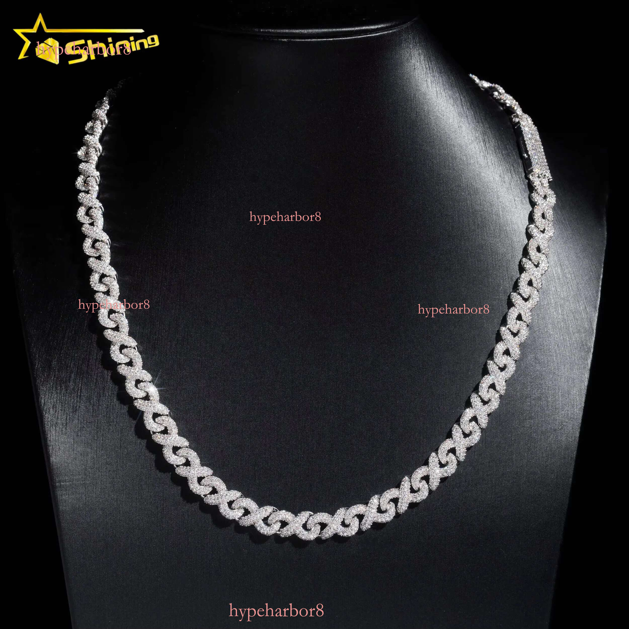 Sterg Sier Necklace Moissanite Cuban S Gold Plated GRA Dia Iced Out k Chain for Men