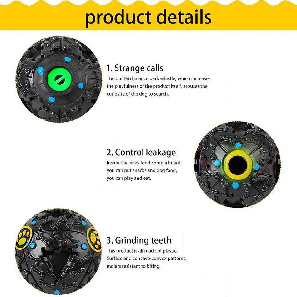 Black Square Ball Pet Food Drop Ball Pet Toy Dog Toy Sound Toy Squeezing Ball Round Z250412