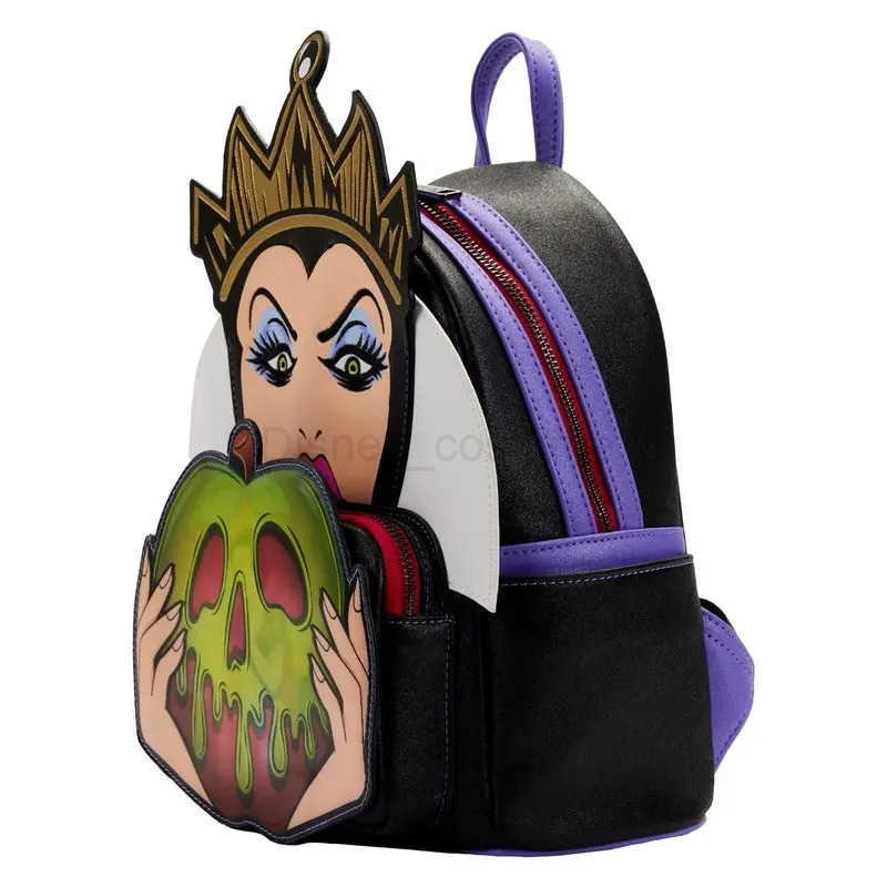Disney Genuine Disney Loungefly Villains Evil Queen Apple Womens Double Strap Shoulder Bag Purse Elementary School Backpack Girl Gift X250412