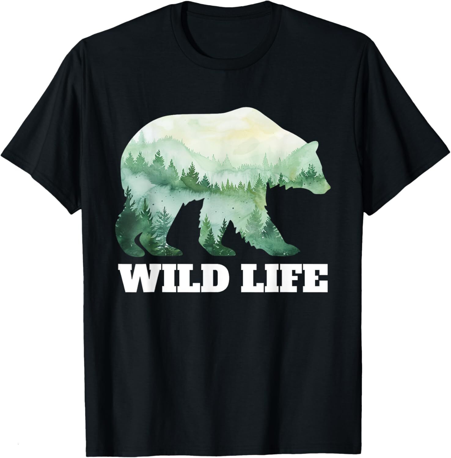 T shirt for Mens Bear Double Exposure Surreal Wildlife Animal Graphic Tee Casual Tops Clothes Short sleeve Fashion patterns