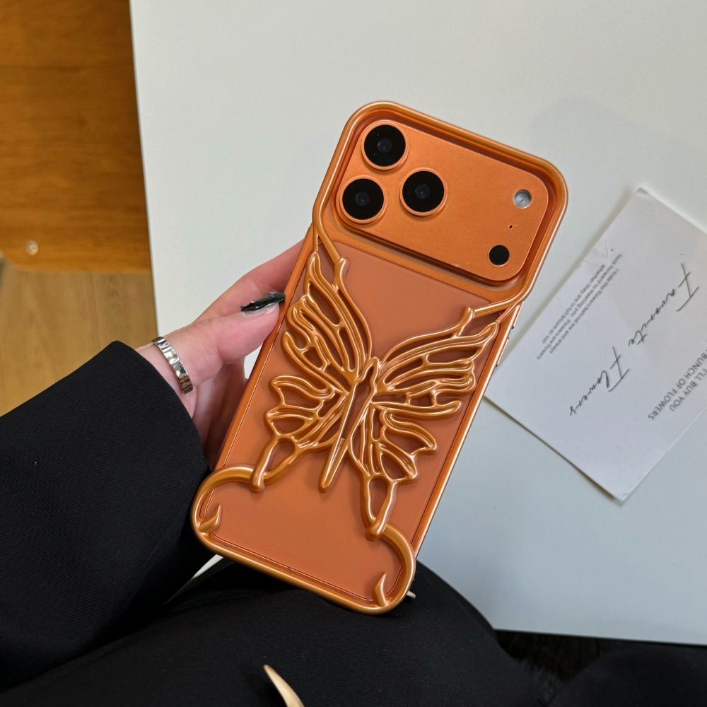 Frosted Borderless Butterfly Phone Case Compatible with iPhone 17/16 Pro Max Cartoon Protective Cover iPhone 15/14