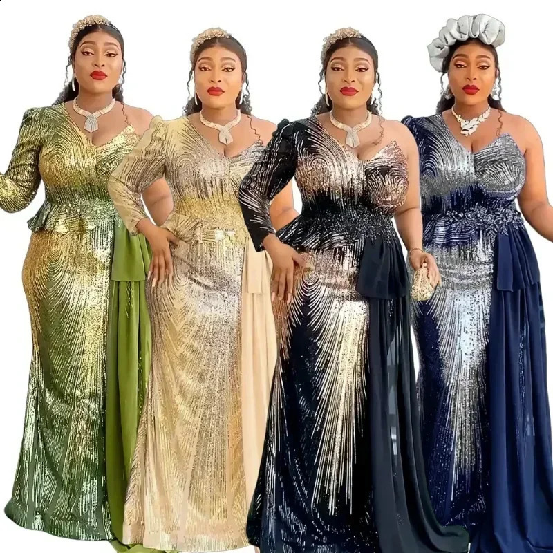 In elegant womens clothing will participate in wedding parties summer and autumn African Vneck long sleeved evening dresses 250411