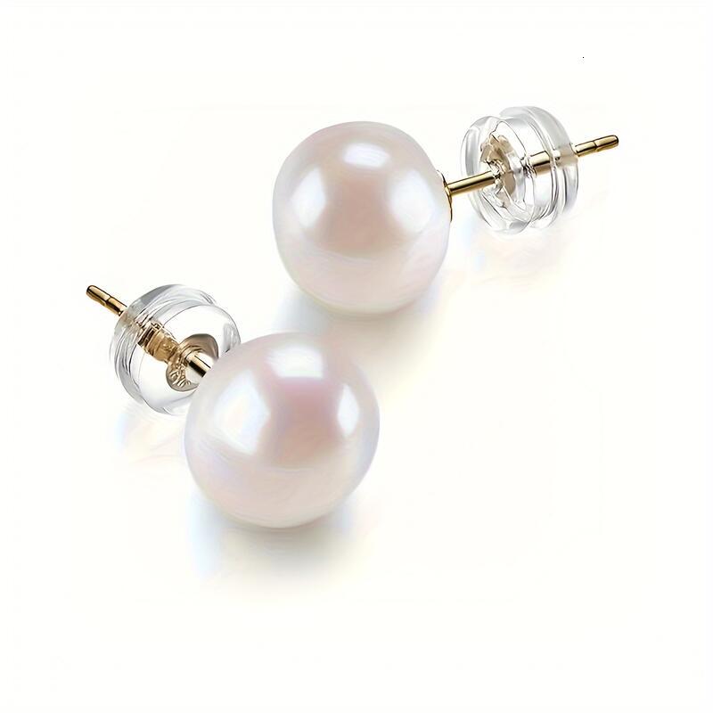 14k gold plated AAA+ selected white freshwater cultured pearl earrings