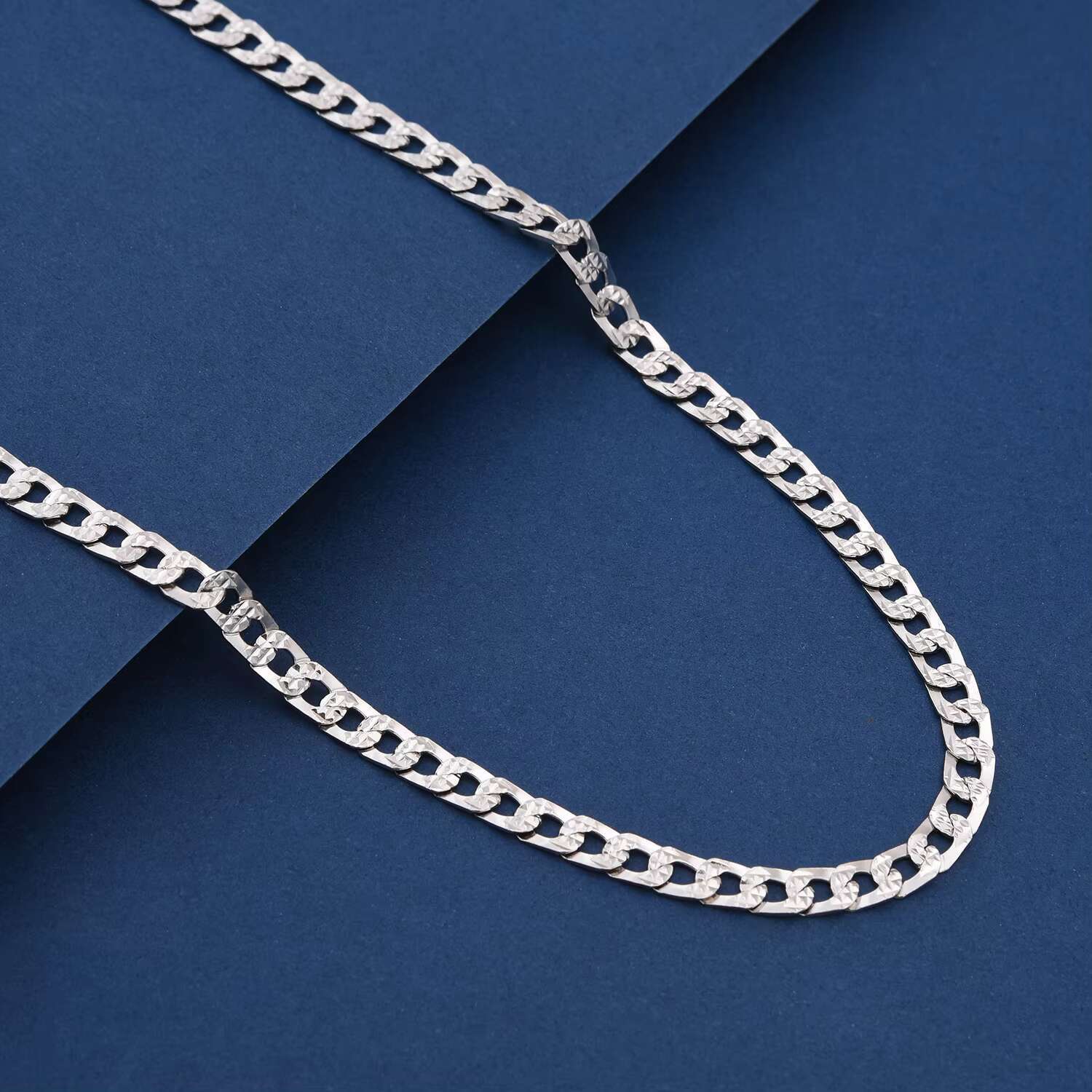 925 Sterling Silver Italian Chains Hip Hop Jewelry 6mm Chunky Diamond-Cut Cuban Link Chain Necklace for Men Women