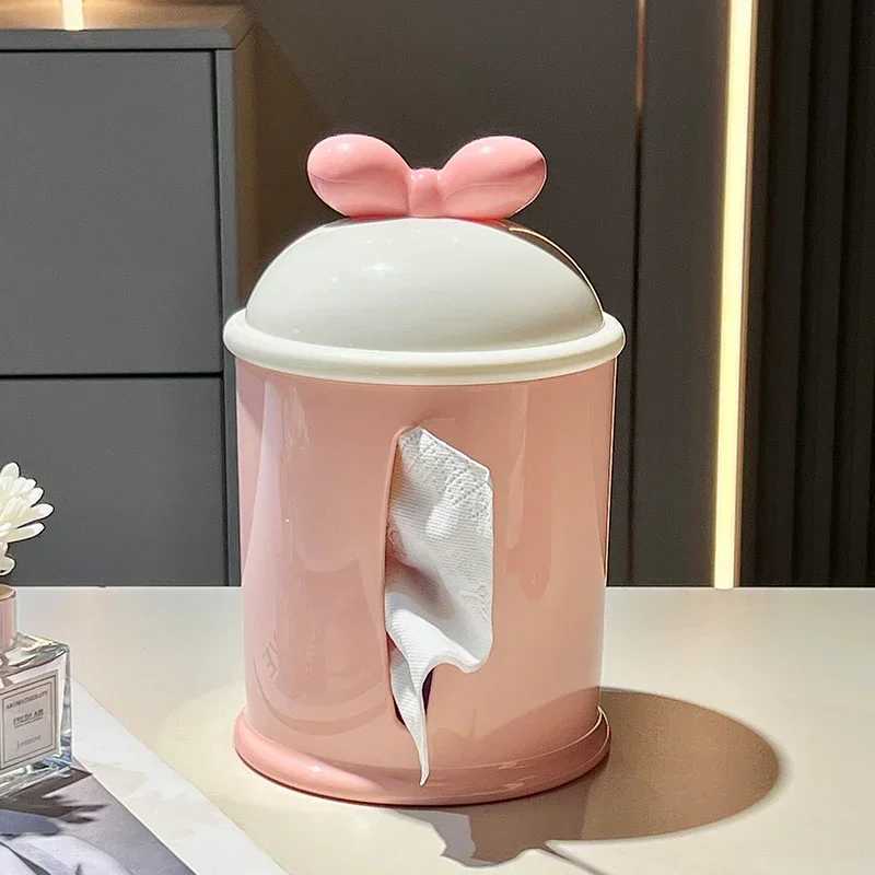 Bow paper towel storage box cute he napkin box living ro desktop creative decoration table storage box household items Y251112