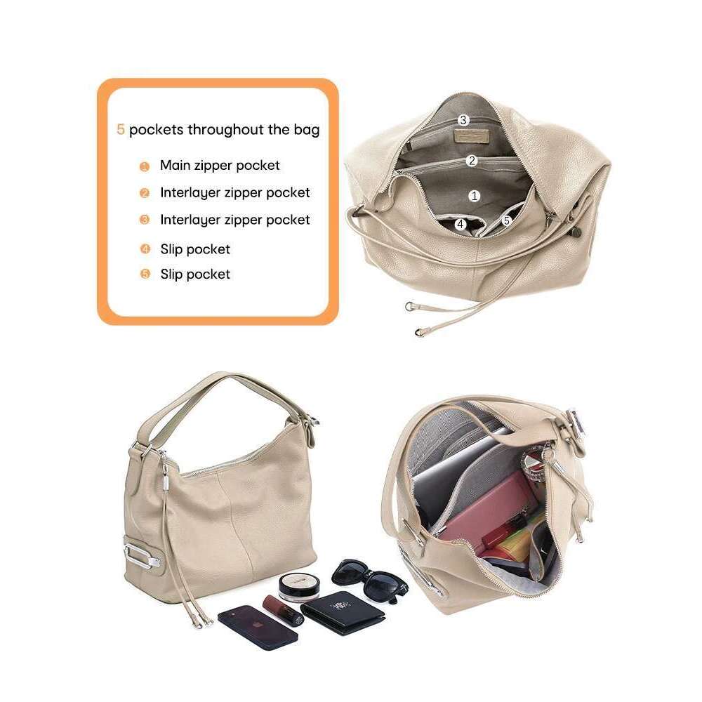 Designer Bag Zency 100% Genuine Large Women Top Handle Shoulder Tote Handbag Purse Black Leather Hobo Bag Underarm Zipper Bags
