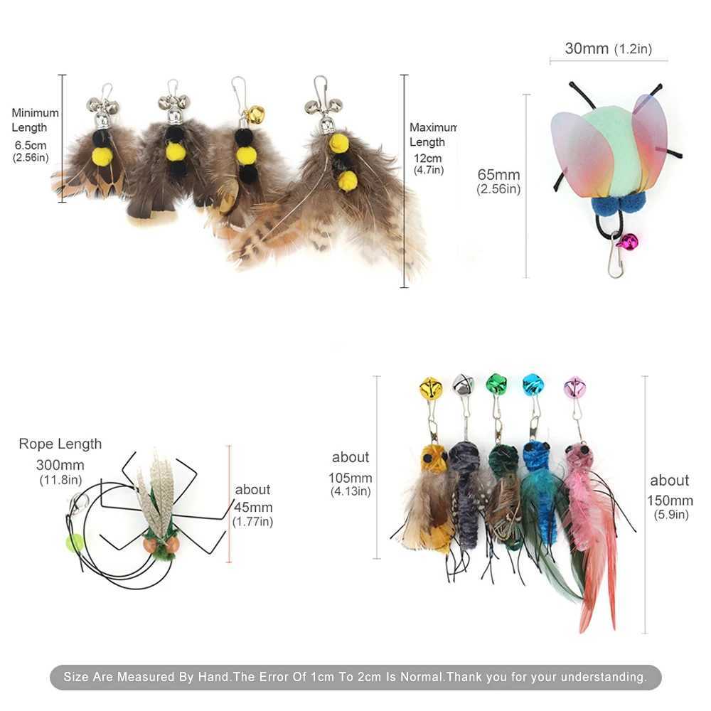 5 small replacement head flying insect cat toy accessories fun teasing stick interactive stick feather insect pet toy Y250412
