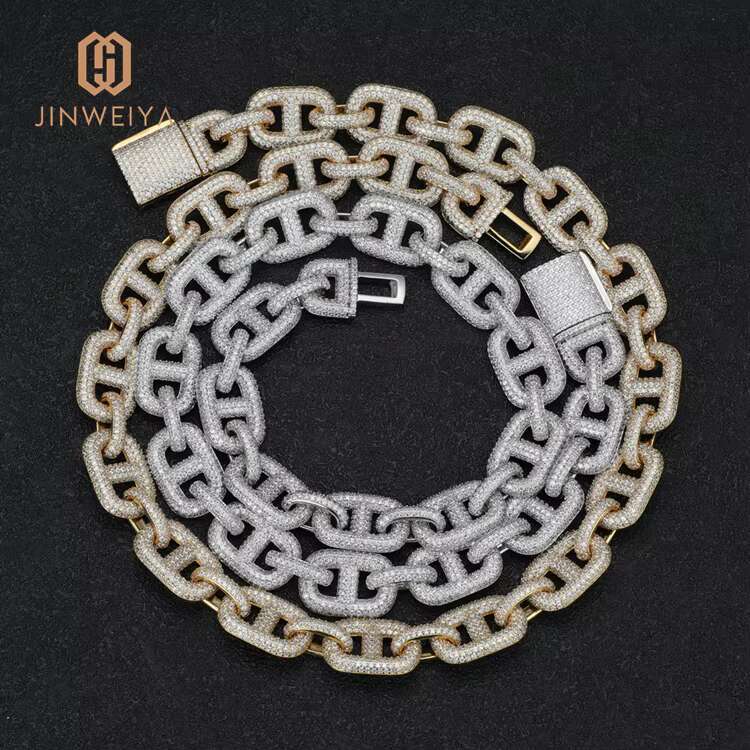 Custom Luxury Copper Gold Plated Hip Hop Iced Out 15Mm Cuban Link Chain Necklace for Men