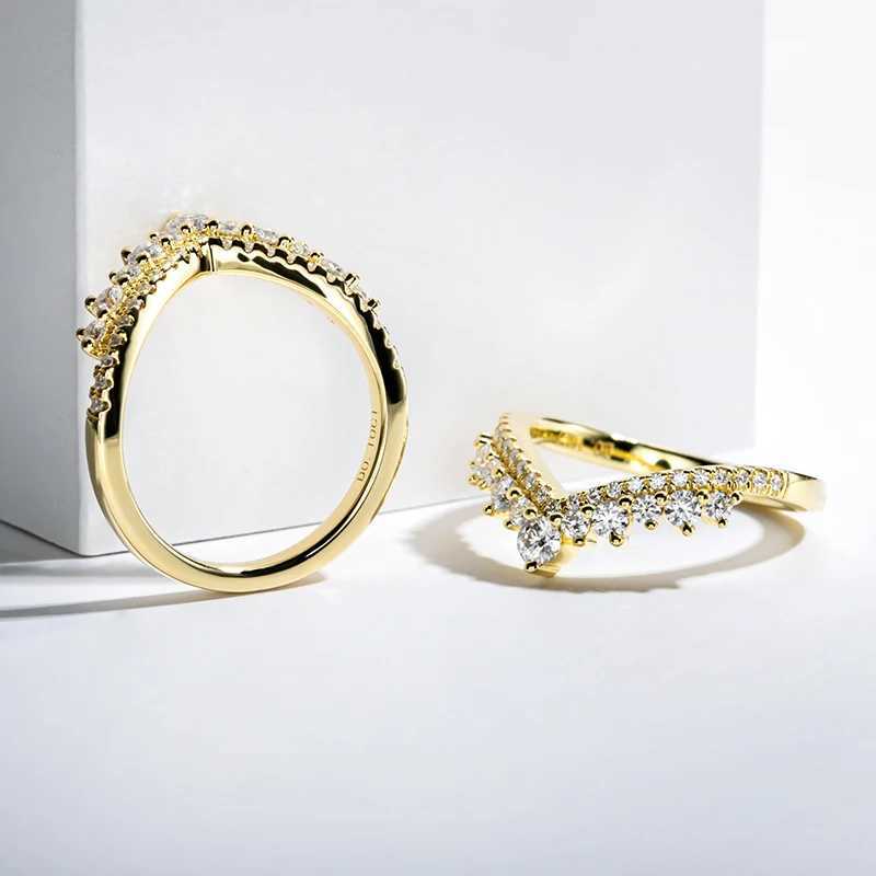 925 sterling silver all silica wedding ring high-quality jewelry yellow ringXJ250412