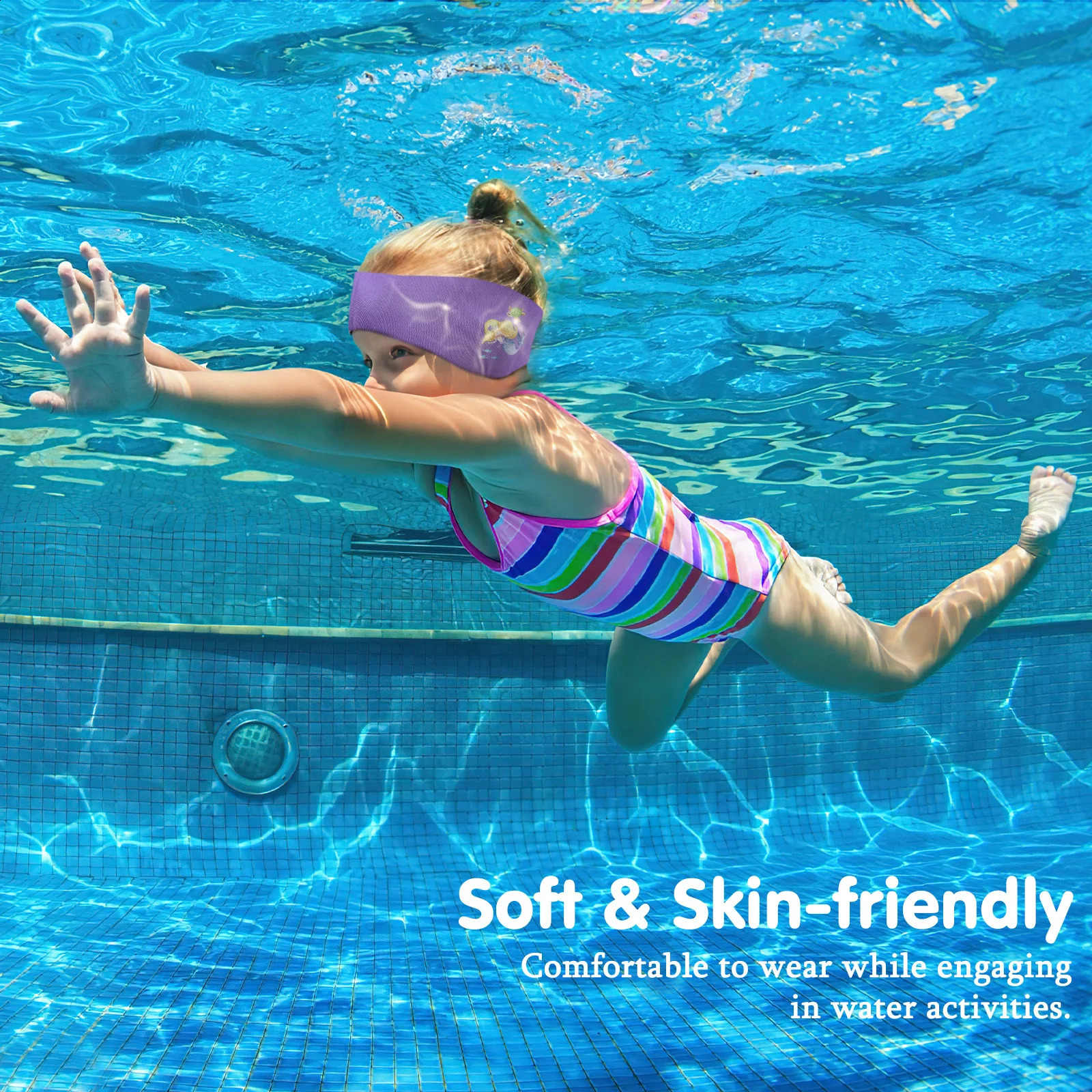 HeySplash Swimming Headband Swim Earplugs Kids Ear Plugs Ear Band Swimmer Ear Protection Elastic Neoprene Ear Guard 250411