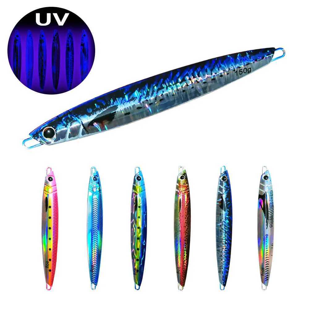 1PC Slow Falling JIg Lure 60g80g120g150g200g250g Fishing UV Jig 3D Print Angler Metal Hard Bait Sinking Jigging Pesca Bait Z250411