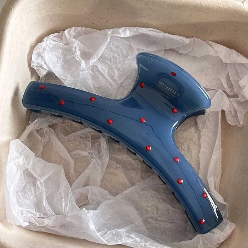 1/2 piece retro blue polka dot red bow hair clip shark claw clip hair clip bucket Korean womens hair clip Y2504012