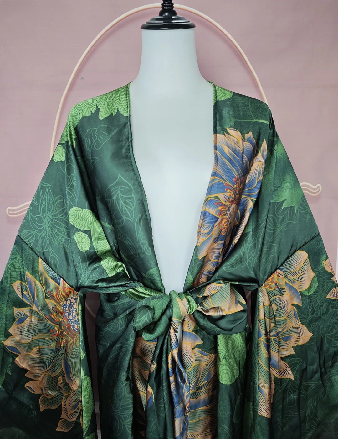 Elegant floral summer sexy womens beach bikini mini kimono plus size African fashionable swimsuit loose cardigan 250411