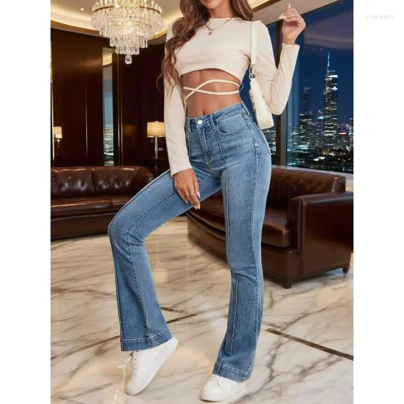 Women's Jeans Women Y2K Flared Slim-Fit Srretch Autumn Winter Casual Stylish Blue Denim Pants With Pockets Fashion Skinny Cotton Z260313