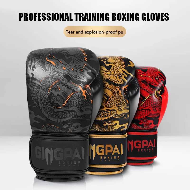 10/12/14oz Dragon Boxing Gloves Professional Adult Sanda Muay Thai Fighting Gloves Men and Women Training Sandbag Free Fight MMA Z251112
