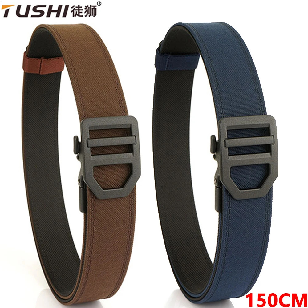 TUSHI EDC Hard Tactical Belt for Men Metal Automatic Buckle IPSC Gun Belt 1100D Nylon Military Belt Outdoor Sports Girdle Male 250407
