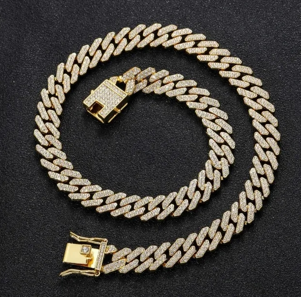 Ice Cubed 12MM Moissanite Sterling Silver Pendant with Cuban Link Chain for Men's Fashion Accessory