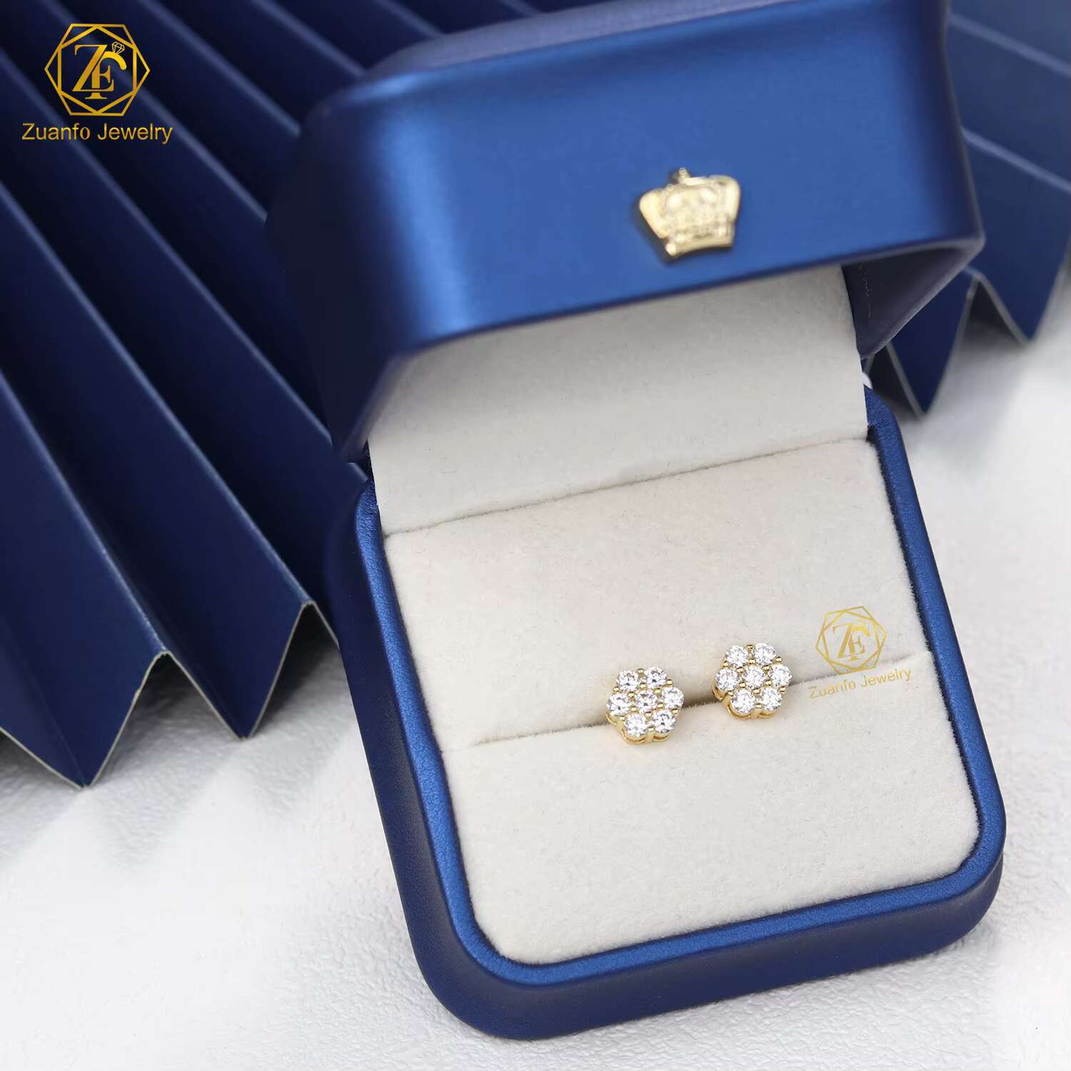 Cluster Flower S925 VVS Moissanite Earrings Men Hiphop 925 Sterling Silver Moissanite Stud Earrings with GRA Certificate