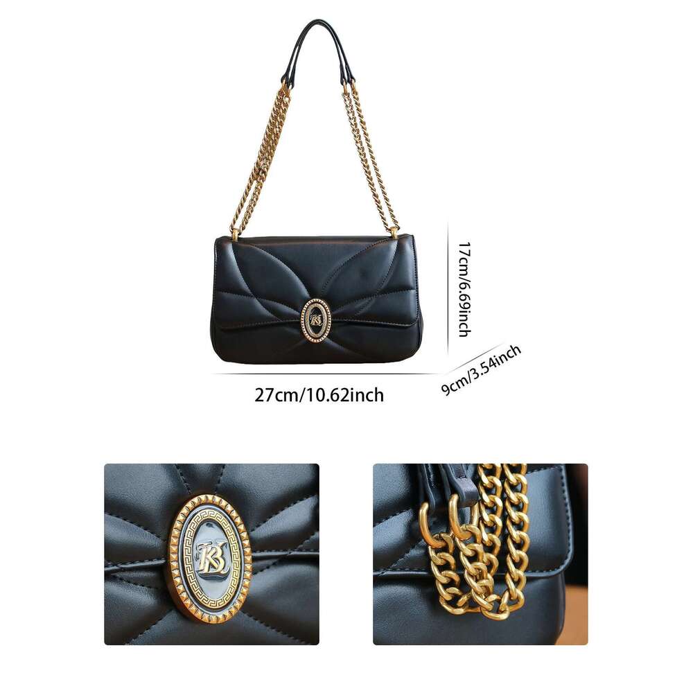 2025 New Embroidered Chain Shoulder Messenger Fashion Niche Design Dia Square Joker Large-Capacity Underarm Bag