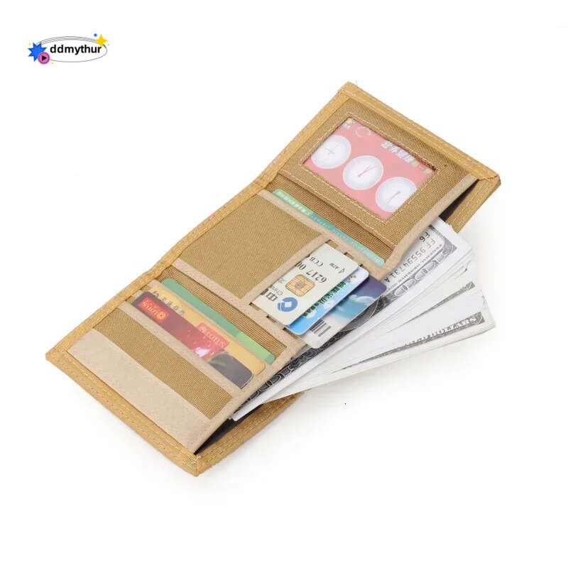 Men'S 5 Colors Korean Tri-Fold Coin Purse Canvas Wallet Solid Color Fashion Slim Multifunctional Classic Portable Card Holder ddmythur