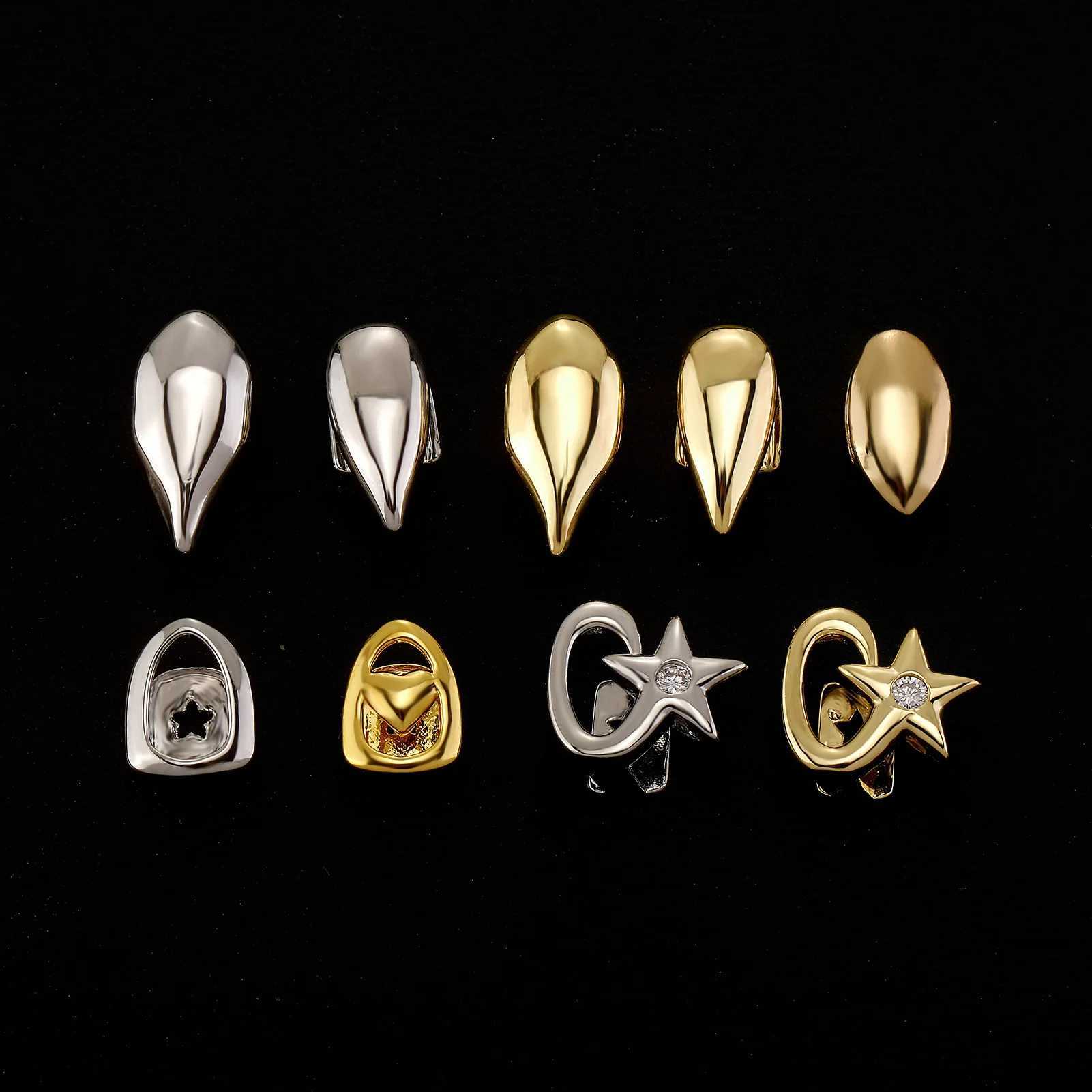 1 piece of hip-hop single tooth grill suitable for men women gold silver copper detachable tooth grill Halloween role-playing tooth jewelry W250412