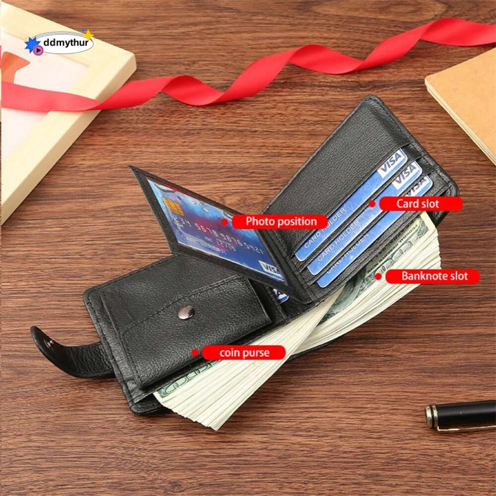 Men Wallets Leather Zipper Man Slim Card Horders Quality Male Short Multi-card Wallet Coin Pocket Purse ddmythur