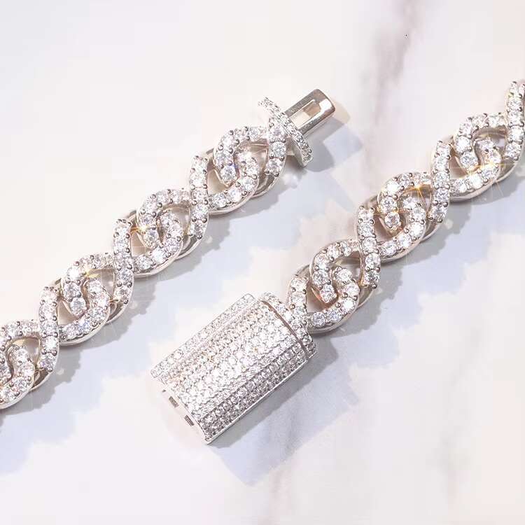 Infinite Design Single Row Cuban Chain Wide 9/12mm Pure Silver Vvs Moissanite Cuban Link Chain for Rope Life