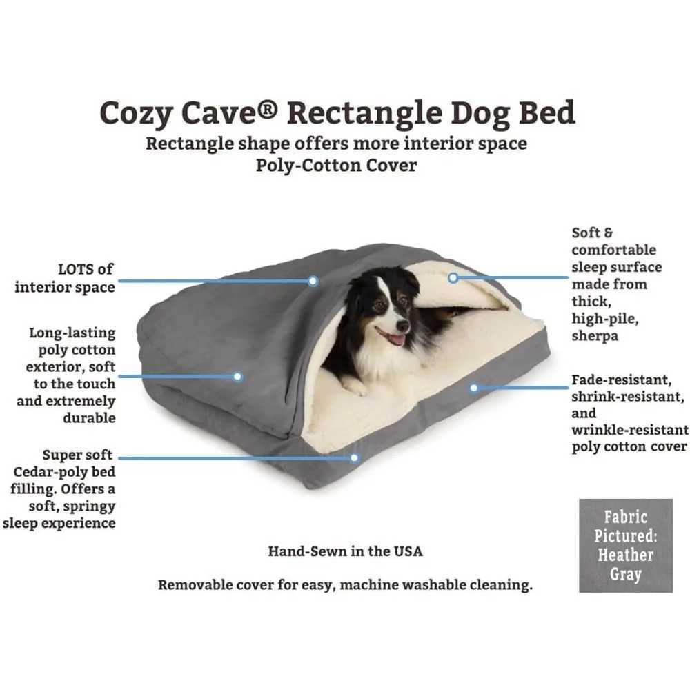 Comfortable cave rectangular dog bed - covered calm pitted dog bed suitable for medium and large dogs washable - large X250412