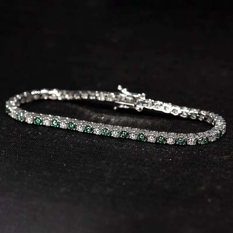 Luxury Jewelry Bracelet 925 Silver 3mm Two-color Moissanite Iced Out Tennis Bracelet