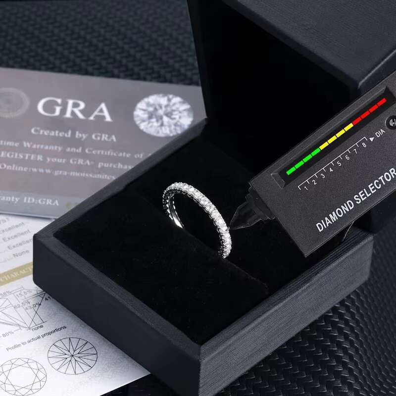Women Fine Jewelry Classic Eternity Moissanite Ring Sterling Silver 925 Pure Finger Ring for Women Girls