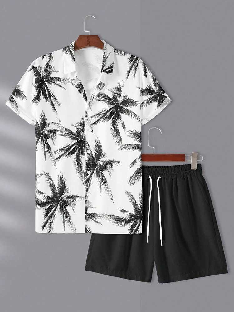 3D printed mens short sleeved and beach shorts set for summer street fashion mens casual shirt outdoor daily mens shortsXJ250412