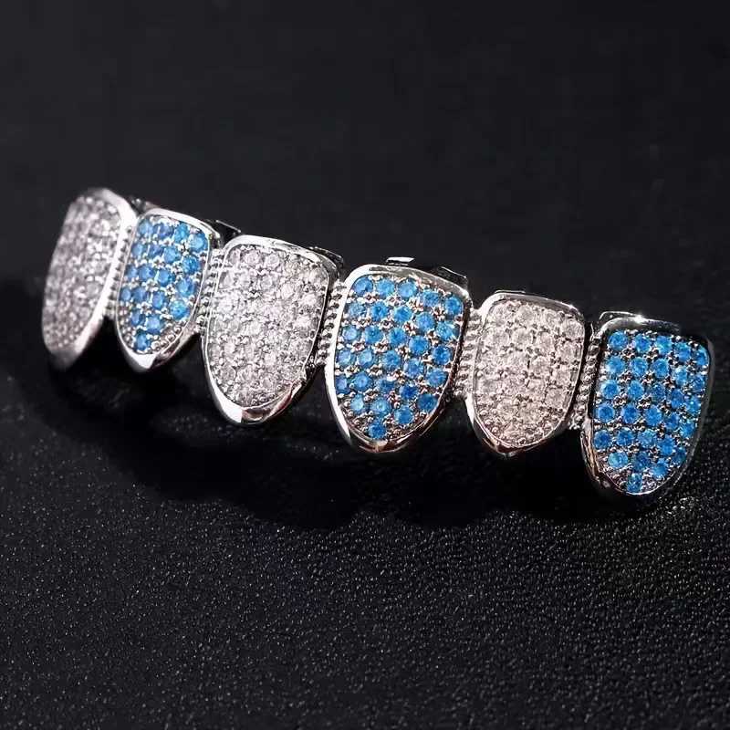 HipHop Bling Full Zircon Bluetooth Grillz Hat suitable for unisex cubic zirconia micro top and bottom grill sets for party Hip Hop jewelry W250412