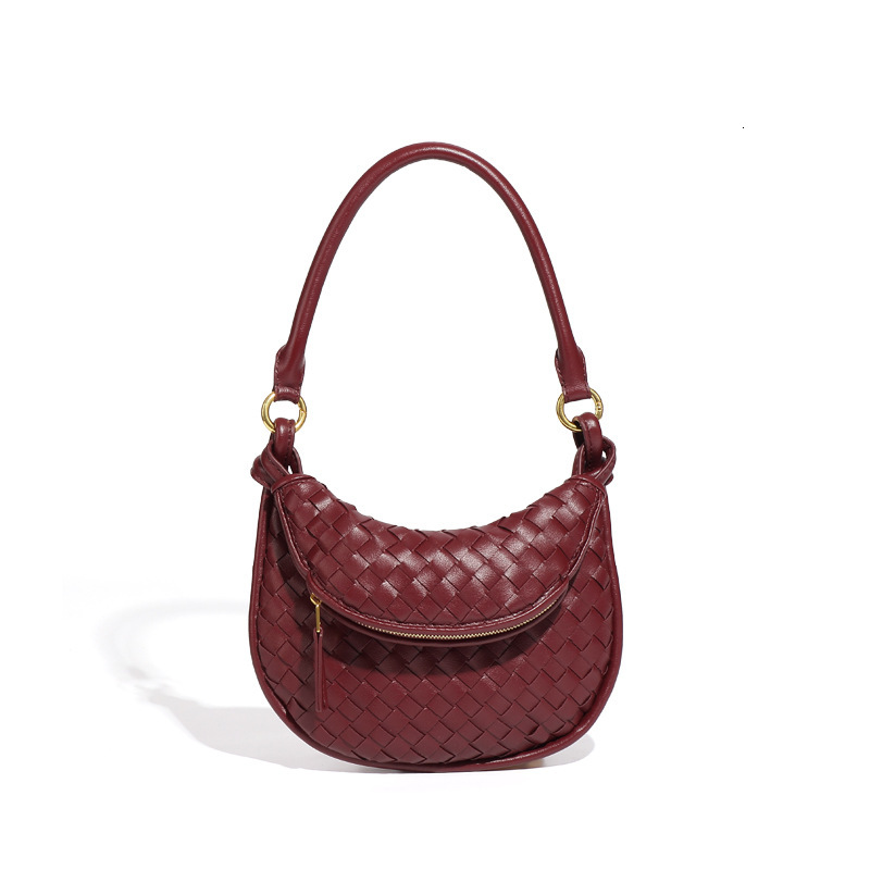 Woven Twin Bag Women's Fashion PU Leather Handbag Designer Underarm Shoulder Bag